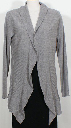 NWT EILEEN FISHER Smoke Wool Diagonal Rib Cardigan XL Washable