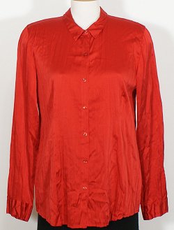 NWT EILEEN FISHER Scarlet Crinkle Stretch Silk Top L