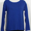 NWT EILEEN FISHER Deep Sky Merino Jersey 9 Gauge Box Sweater XS Blue