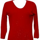 NWT EILEEN FISHER China Red UF Merino Sequin Top XS