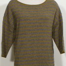 NWT EILEEN FISHER Chicory Gray Supersoft Yak Merino Stripe Box Sweater M