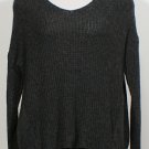 NWT EILEEN FISHER Charcoal Merino Wool Camel Waffle Box Sweater Top L Gray