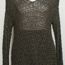 NWT EILEEN FISHER Bronze Gray Knotted Open Twist Tape Yarn Sweater XS