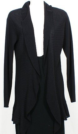 NWT EILEEN FISHER Black Wool Diagonal Rib Cardigan 1X Washable