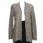 NWT EILEEN FISHER Black Washable Wool Linen Stripe Long Cardigan L