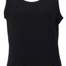 NWT EILEEN FISHER Black Silk Crepe Round V Shell Top XS
