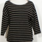 EILEEN FISHER Ash Black Supersoft Yak Merino Stripe Sweater S Gray NWT