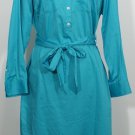 NWT RALPH LAUREN Turquoise Cotton Sateen Belted Dress 14