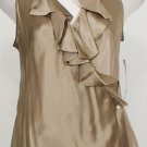 NWT RALPH LAUREN Taupe Silk Charmeuse Ruffle Wrap Top 16