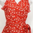 NWT RALPH LAUREN Red Pearl Floral Cotton Voile Ruffle Wrap Top 12