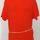 NWT RALPH LAUREN Red Jersey Gold Belted Tunic Top M
