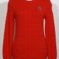 NWT RALPH LAUREN Red Cable Cotton Embroidered Polo Bear Sweater M Ice Skating
