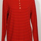 NWT RALPH LAUREN Red Black Stripe Cotton Ribbed Henley Top 3X