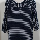 NWT RALPH LAUREN Navy White Cotton Lace Sleeve Peasant Top L
