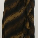 NWT RALPH LAUREN Brown Black Crinkle Silk Ombre Sarong Skirt XL
