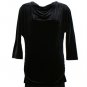 NWT RALPH LAUREN Black Stretch Velvet Draped Neck Tunic Top L