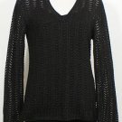 NWT RALPH LAUREN Black Shimmer Chevron Crochet Sweater Top XL