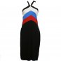 NWT RALPH LAUREN Black Red Blue Cream Silk Cotton Knit Halter Dress XL