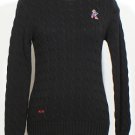 NWT RALPH LAUREN Black Cable Cotton Embroidered Polo Bear Sweater S Ice Skating