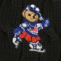 NWT RALPH LAUREN Black Cable Cotton Embroidered Polo Bear Sweater M Ice Skating