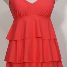 NWT SWIM SOLUTIONS Rose Pink Tiered Ruffle Swimdress Swimsuit 12 Tummy Control