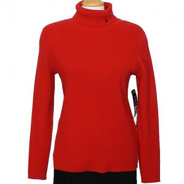 NWT RALPH LAUREN Rich Red Cotton Logo Ribbed Sweater Top 1X