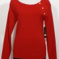 NWT RALPH LAUREN Red Ribbed Scoop Logo Button Cotton Sweater 2X