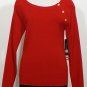 NWT RALPH LAUREN Red Ribbed Scoop Logo Button Cotton Sweater 1X