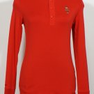 NWT RALPH LAUREN Red Pima Cotton Embroidered Polo Bear Henley Top S