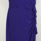 NWT RALPH LAUREN Purple Stretch Jersey Surplice Flutter Sleeve Ruffle Dress 14W