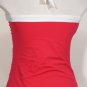 NWT RALPH LAUREN Pink White Shirred Bandeau Halter Swimsuit 16 Slimming Fit