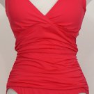 NWT RALPH LAUREN Pink Shirred Surplice Underwire Swimsuit 14 Slimming Fit