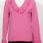NWT RALPH LAUREN Pink Ribbed Ruffle Lace Trim Sweater XL