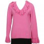 NWT RALPH LAUREN Pink Ribbed Ruffle Lace Trim Sweater XL
