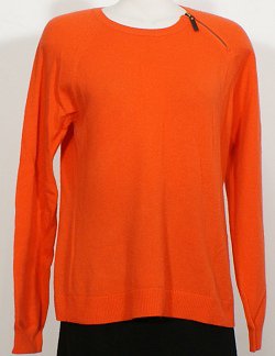 NWT RALPH LAUREN Orange Wool Cashmere Zip Shoulder Sweater XL