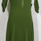 NWT RALPH LAUREN Olive Cotton Ribbed Henley Jersey Gored Dress L