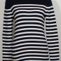NWT RALPH LAUREN Navy White Logo Button Cotton Striped Sweater XL