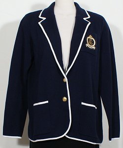 NWT RALPH LAUREN Navy White Cotton Knit Crested Jacket 2X Crest Sweater