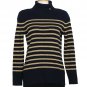 NWT RALPH LAUREN Navy Gold Shimmer Cotton Logo Ribbed Sweater M