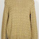 NWT RALPH LAUREN Gold Shimmer Cotton Cable Crew Logo Button Neck Sweater 3X