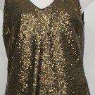 NWT RALPH LAUREN Burnished Gold Sequin Dbl V Shell 12