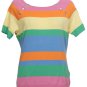 NWT RALPH LAUREN Multicolor Bright Stripe Cotton Silk Sweater Top XL