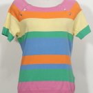 NWT RALPH LAUREN Multicolor Bright Stripe Cotton Silk Sweater Top L