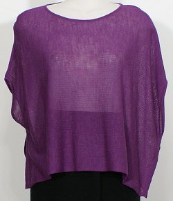 NWT EILEEN FISHER Fig Washable Wool Ethereal Rib Poncho Top M Purple