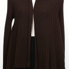 NWT EILEEN FISHER Chocolate Wool Textured Rib Angled Long Cardigan S
