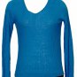NWT EILEEN FISHER Ocean Blue Fine Linen Rib Top M