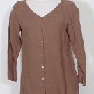 NWT EILEEN FISHER Lentil Textured Stripe Linen Top M
