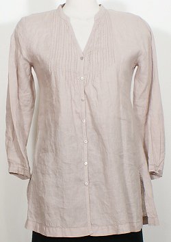 NWT EILEEN FISHER Crocus Linen Pintuck Long Top XS Shaped