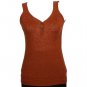 NWT EILEEN FISHER Cayenne Linen Rib Henley Shell 2X