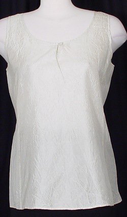 NWT EILEEN FISHER Bone Silk Crinkle Keyhole Shell S